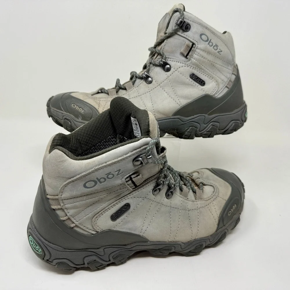 Oboz Premium‎ Bridger Mid Hiking Boots Waterproof Leather Grey Women's Size 11